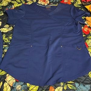 Blue scrub star scrub top